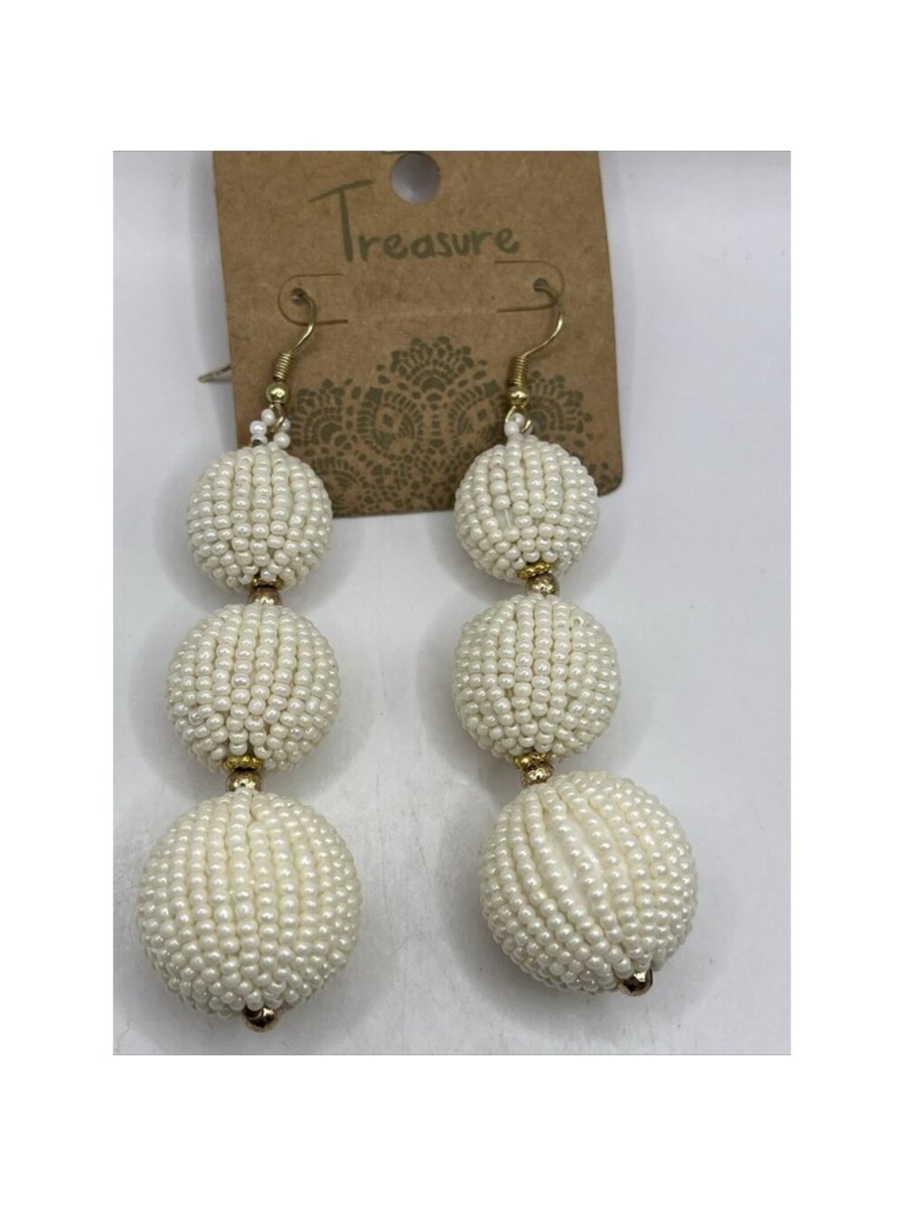 Treasure Beaded‎ Dangle Earrings 3.5" Holiday Christmas Made in India